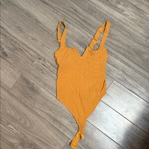 Free People Mustard Bodysuit